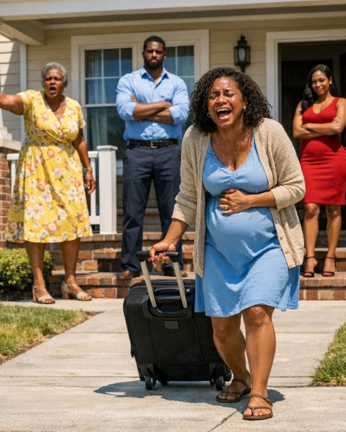 They handed a 7‑months‑pregnant woman a suitcase in a hospital lobby and told her to leave—so the mistress could move in