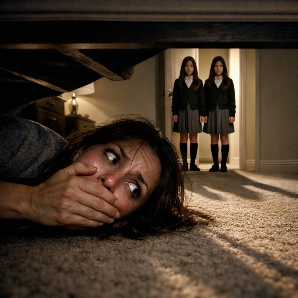 My neighbor insisted she saw my daughter at home during school hours… so I pretended to leave for work and hid under the bed. Minutes later, I heard multiple footsteps moving down the hallway.”