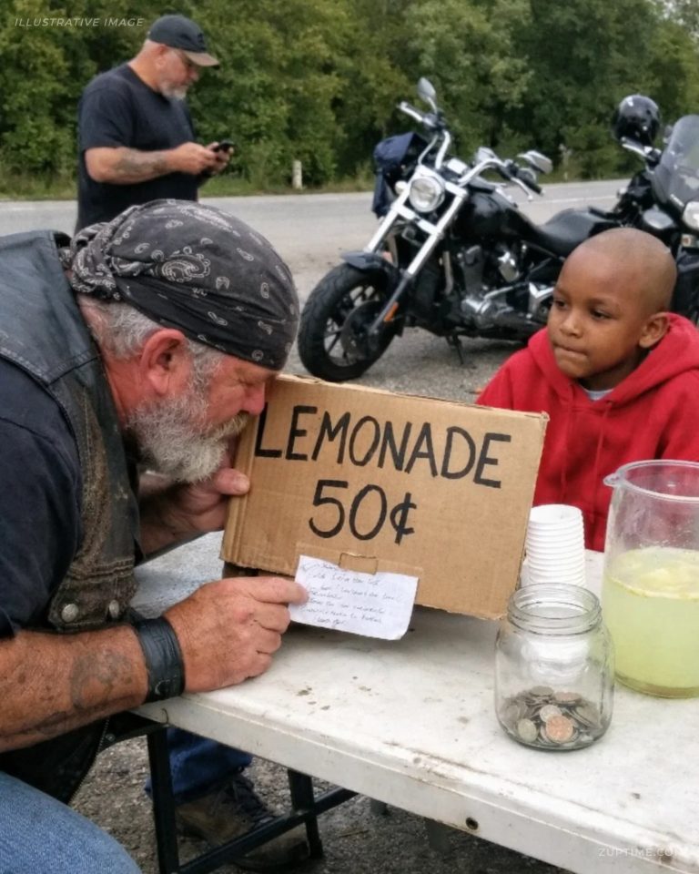 No One Stopped at the Dying Boy’s Lemonade Stand—Until Four Bikers Read the Note Hidden Under His Sign