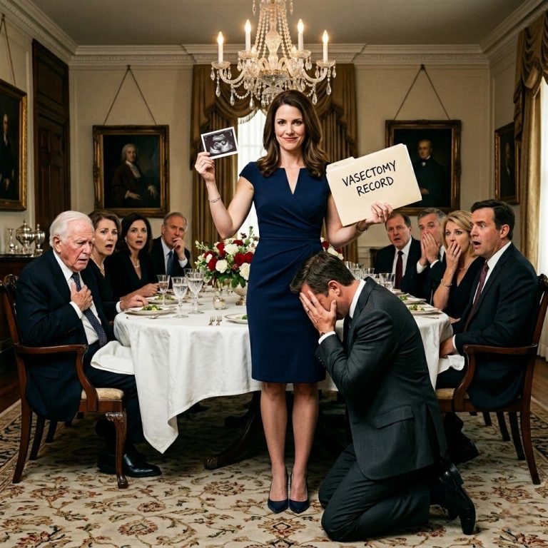 I never told my arrogant in-laws that my husband had secretly gotten a vasectomy four years ago. For two years, they tormented me for being “barren.” At Thanksgiving dinner, my father-in-law slid divorce papers across the table in front of twenty guests, while my mother-in-law paraded in his new mistress. “Sign it and leave,” he sneered. “Our dynasty needs an heir.” I didn’t cry. I calmly signed the papers. Then, my lawyer friend tossed two documents onto the table: my husband’s vasectomy records, and my 8-week ultrasound showing a miracle pregnancy. The room went dead silent. My father-in-law turned pale, and my ex-husband froze in terror. “You wanted an heir,” I smiled, walking out. “But you just legally signed away all your rights to my miracle baby.”