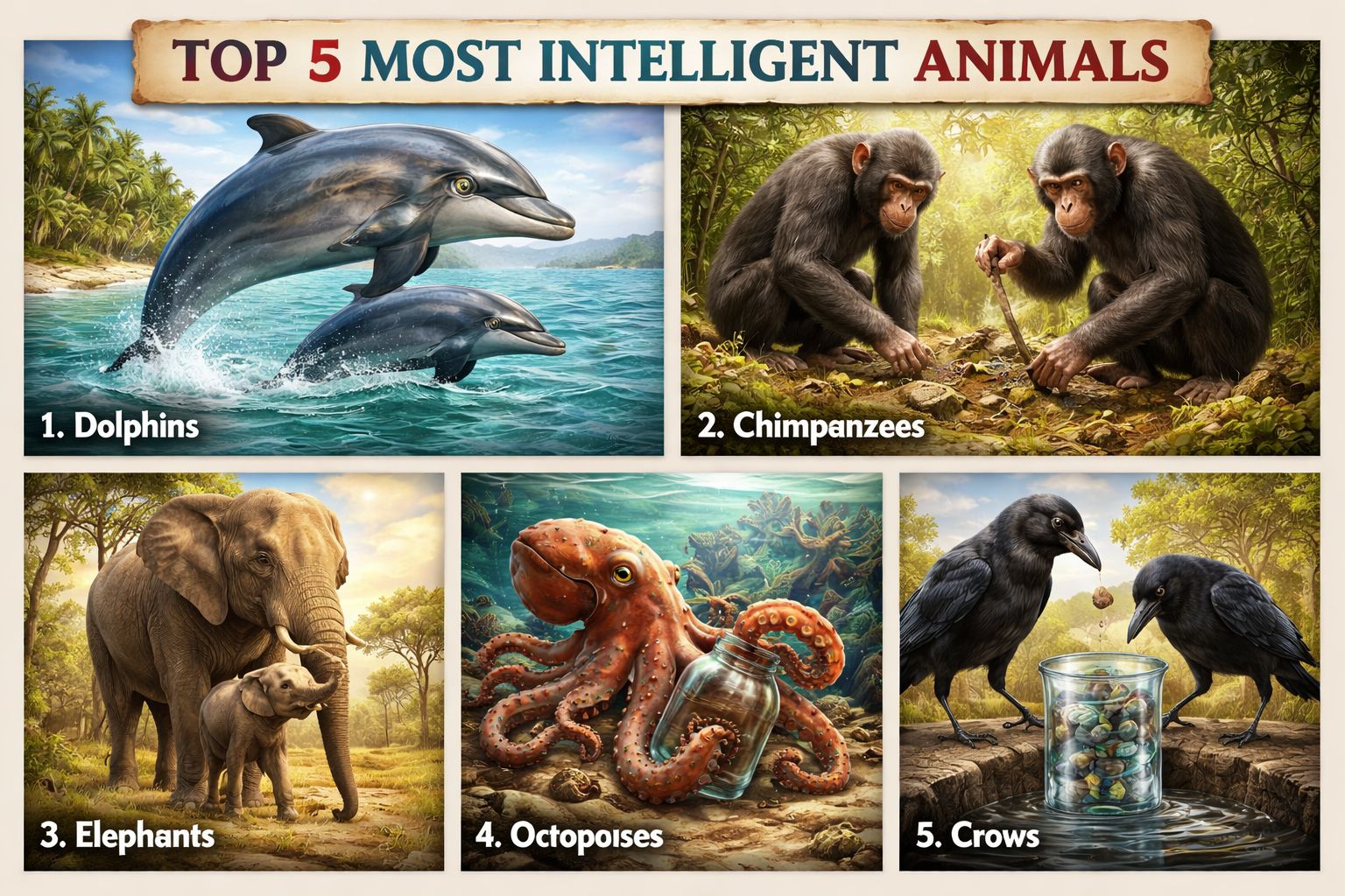 Top 5 Most Intelligent Animals in the World 🧠 | You Won’t Believe #4!